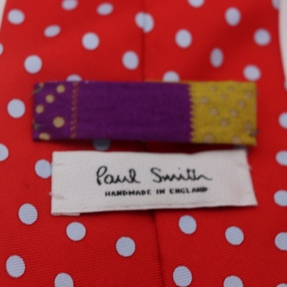 Paul Smith Red Silk Polka Dot Necktie Bold Quirky Career Menswear Vintage - Picture 6 of 7